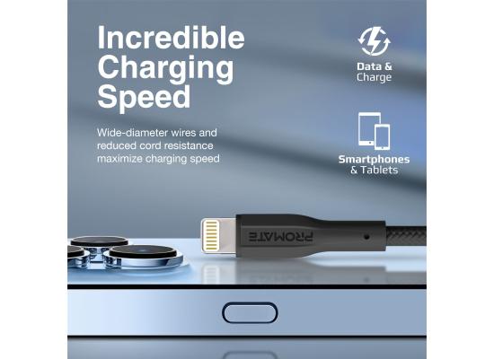 Promate xCord-Ai Super-Flexible USB to Lightning Connector Cable, 10W, 1M